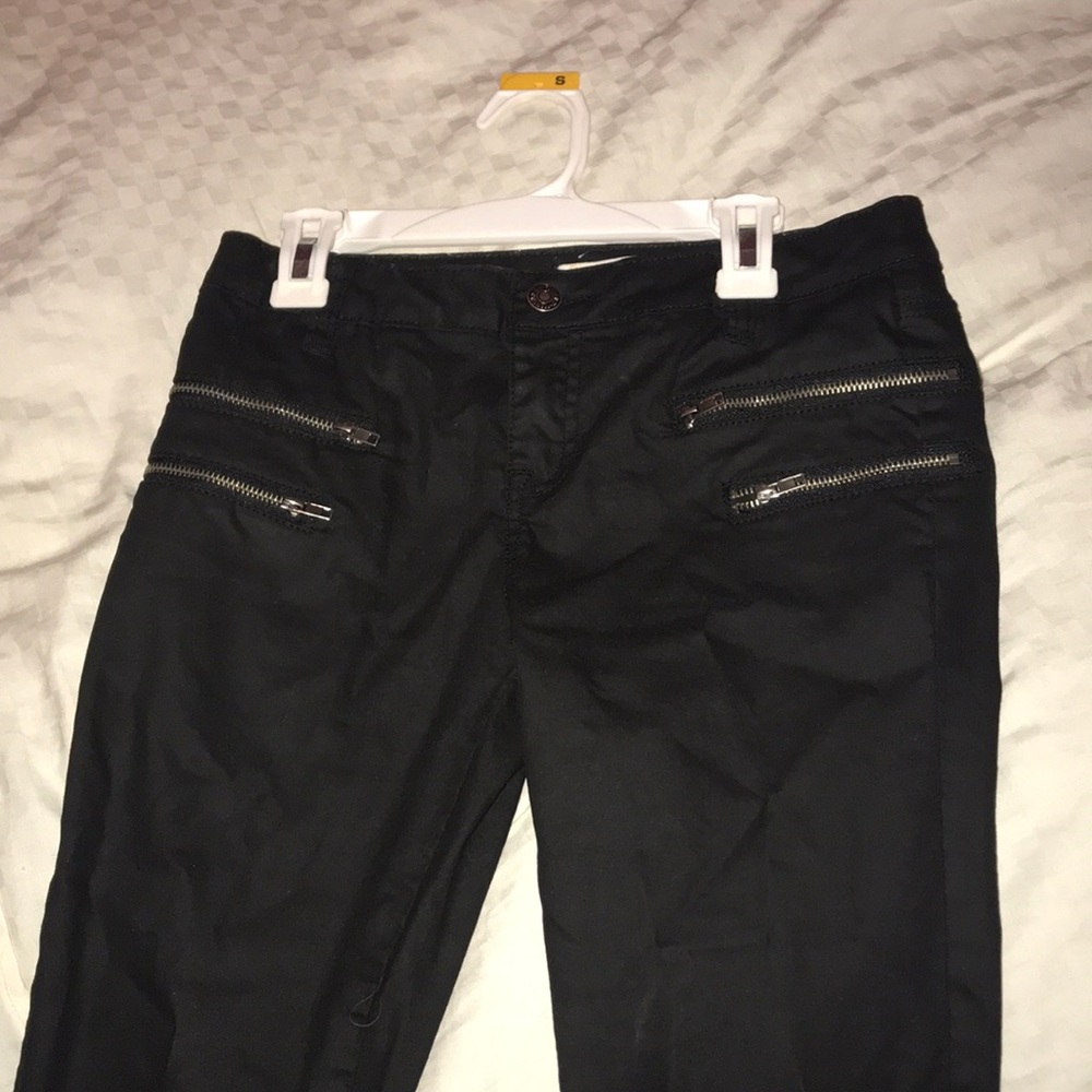 Forever21 Black Sheen Zipper Pants